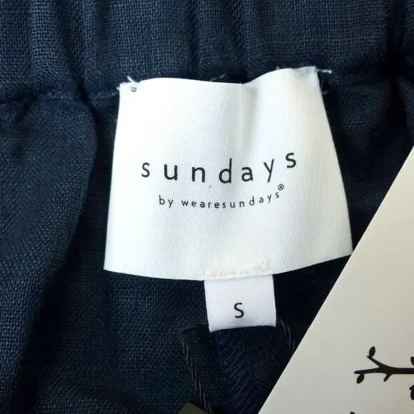 Sundays by We are Sundays Shorts Women S Blue High Rise Linen Utility Pocket NWT